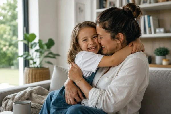 happy child with parent after parenting plans Stafford